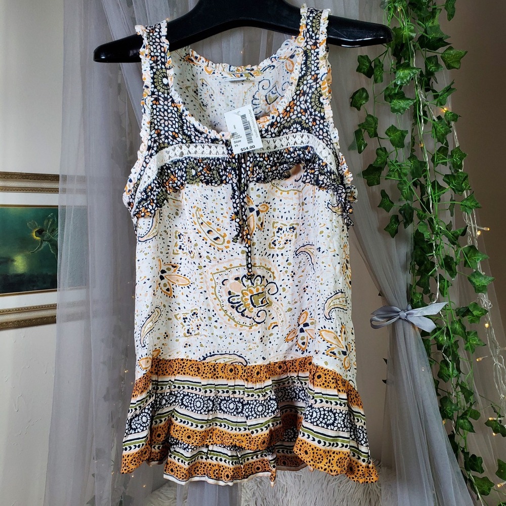 Patrons Of Peace Women's Multi Pattern Boho Fairy Cami Tank Top Sz XS NWT $54